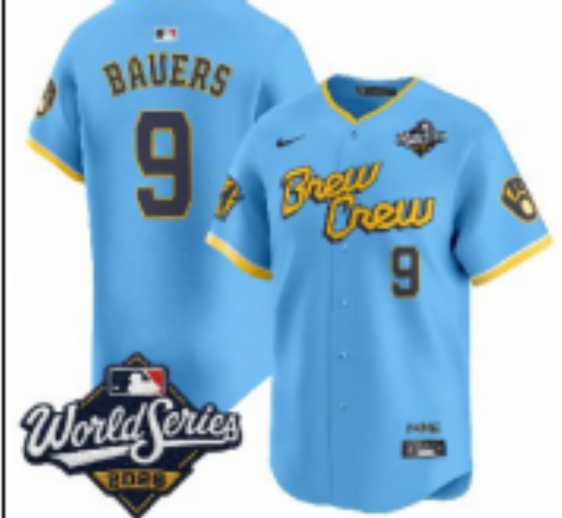 Women Milwaukee Brewers #9 Bauers Blue Nike 2026 World Series jersey 102109